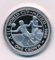 Man-sziget 1986. 1C ezüstözött Cu-Ni "FIFA Labdarúgó Világbajnokság 1986" kapszulában T:PP patina Isle of Man 1986. 1 Crown silver plated Cu-Ni "FIFA World Cup 1986" in capsule C:PP patina Krause KM#162a