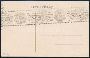 1926.08.21. Címzetlen képeslap "EURÓPA ÚSZÓBAJNOKSÁGAI" alkalmi bélyegzéssel (1.200 pont) RR!