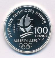 Franciaország 1991. 100Fr Ag "XVI. Téli Olimpia - Albertville 1992 - Jégkorong" kapszulában T:PP France 1991. 100 Francs Ag "16th Winter Olympics - Albertville 1992 - Hockey" in capsule C:PP Krause KM#993