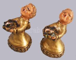 Rüter Bielefeld angyal figurás gyertyatartó pár, jelzett, kis kopással, m: 11,5 cm