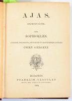 Kolligátum az Olcsó Könyvtár füzetekből, 2 kötet:   Sophokles: Ajas. Szomorújáték. Görögből ford., bevezette, és jegyzetekkel kísérte: Csiky Gergely. (1902.) Hozzákötve: Sophokles: Antigone. Ford.: Csiky Gergely. 3. kiadás. (1899) Hozzákötve: Sophokles: Elektra. Görögből ford., bevezette, és jegyzetekkel kísérte: Csiky Gergely. 4. kiadás. (1903.) Hozzákötve: Oedipus király. Ford.: Csiky Gergely. 3. kiadás. (1904.) Hozzákötve: Sophokles: Oedipus Kolonosban. Ford.: Csiky Gergely. 2. kiadás. (1891.) Hozzákötve: Sophokles: Philoktetes. Görögből ford., bevezette, és jegyzetekkel kísérte: Csiky Gergely. (1903.) Hozzákötve: Sophokles: A trachisi nők. Ford.: Csiky Gergely. 2. kiadás. (1899.) Bp., 1891-1904., Franklin, 63+1;+75+5;+68;+96;+112;+84;+71 p. Átkötött félvászon-kötés.;   M. Tullius Cicero: Laelius a barátságról. Ford.: Némethy Géza. (1886.) Hozzákötve: Lucius Annaeus Seneca: Vigasztalások. Ford.: Lévay József. (1893.) Hozzákötve: P. Cornelius Tacitus: Agricola élete. Ford.: Csiky Kálmán. (1898.) Hozzákötve: Gaius Valerius Catullus versei. Irodalom-történeti tanulmánnyal, bevezette és jegyzetekkel kísérve. Ford.: Csengeri János. (1880.) Hozzákötve: Quintus Horatius Flaccus: A költészetről. Levél a Pisókhoz. Ford.: Czuczor Gergely. 2. kiadás. Hozzákötve: Tibullus elégiái. Ford., bevezetéssel és jegyzetekkel ellátta: Csengeri János. (1886.) Bp., 1886-1898,Franklin, 67+1;+165+3;+62+2;+152;+31;+184 p. Átkötött félvászon-kötés.;
