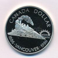 Kanada 1986. 1$ Ag "Transzkontinentális vasút 100. évfordulója és Vancouver centenáriuma" kapszulában T:PP Canada 1986. 1 Dollar Ag "100th Anniversary of the Inauguration of the Transcontinental Railroad and the Cenetenary of the City of Vancouver" in capsule C:PP