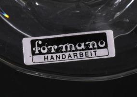 Formano hutaüveg iparművész kosár asztaldísz, jelzett, hibátlan, m: 18,5 cm