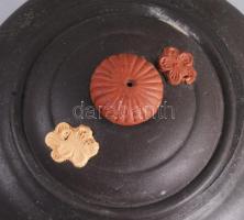 cca 1950 Kínai teás kanna. Jelzett, kézzel formált, hibátlan, 18x10 cm