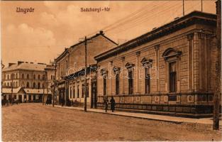 Ungvár, Uzshorod, Uzhhorod, Uzhorod; Széchenyi tér, bútorraktár, üzletek. Székely és Illés kiadása / square, furniture warehouse, shops (EK)