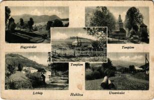 1944 Zúgó, Hukliva, Huklyvyi (Volóc, Volovets); Hegy részlet, Templom, látkép, utca részlet / mountain, church, general view, street (kopott sarkak / worn corners)