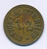 Németország / Göttingen DN "Gut für 1/2 Liter Milch" kétoldalas Cu tejbárca T:AU Germany / Göttingen DN "Gut für 1/2 Liter Milch" two-sided Cu milk token C:AU