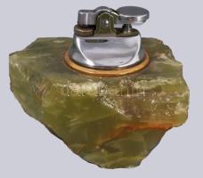 Ónix testű öngyújtó és hamuzó, működik, 15x12 cm