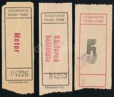 cca 1953 Sztálinvárosi vidámparkba szóló 3 db jegy, jó állapotban