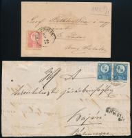 1872-1874 3 db levél Réznyomat 5kr bérmentesítéssel + Ajánlott levélelőlap Réznyomat 2 x 10kr bérmentesítéssel (14.500)