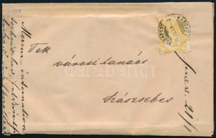 1871 Levél nyomtatványként feladva Réznyomat sárga 2kr bérmentesítéssel "BUDAPEST / FŐPOSTA" - "SZÁSZSEBES" (Erdély) (11.000)