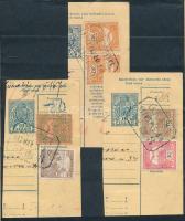 1910-1917 3 db csomagszállító szelvény: 2 "ÚJPEST", 1 "BERESZTELKE" postaügynökségi bélyegzéssel