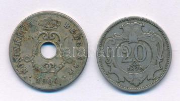 Ausztria 1895. 20h Ni + Belgium 1902. 10c Cu-Ni francia körirat T:VF patina Austria 1895. 20 Heller Ni + Belgium 1902. 10 Centimes Cu-Ni french text C:VF patina Krause KM#2803, KM#48