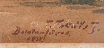 Tibai Takáts János (1876-1943): Balatonfüredi udvar. Akvarell, papír, jelzett. Dekoratív, üvegezett,...