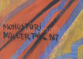 Monostori Moller Pál jelzéssel: Kompozíció. Kréta, karton. 76,5x35,5 cm