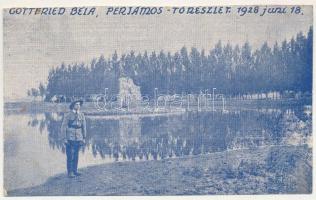 Perjámos, Periam; Tó részlet. Gottfried Béla 1928. június 18. / lake (vágott / cut)