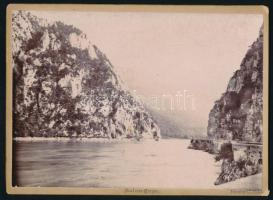 cca 1880-1890 Kazán-szoros (Duna, Vaskapu, Orsova), feliratozott keményhátú fotó Hutterer műterméből, 13×17,5 cm