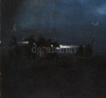 Olvashatatlan jelzéssel (jobbra lent, keret által takarva), feltehetően XIX. sz. festő: Csatajelenet...