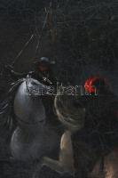 Olvashatatlan jelzéssel (jobbra lent, keret által takarva), feltehetően XIX. sz. festő: Csatajelenet...