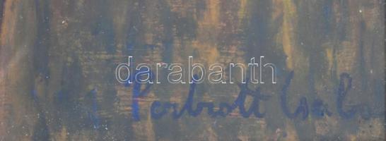 Perlrott Csaba jelzéssel: Férfi asztalnál. Olaj, farost. Dekoratív, üvegezett fakeretben, 68×51 cm