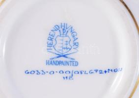 Herendi babéklevél mintás monogramos bonbonier, jelzett, hibátlan, d: 7,5 cm