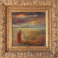 Jelzés nélkül: Naplemente. Olaj, vászon. Hátoldalán Gulácsy Lajos 1926 felirattal. Dekoratív, antik,...