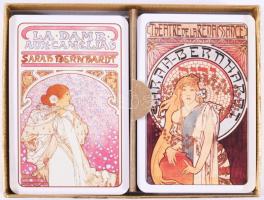 Piatnik francia kártya pakli Mucha nyomatokkal díszítve, dobozában.