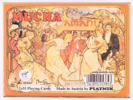 Piatnik francia kártya pakli Mucha nyomatokkal díszítve, dobozában
