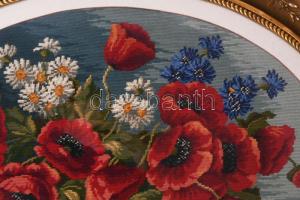 Nagyméretű ovális blondel képkeret, üvegezett, 90x72 cm