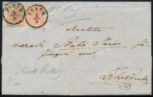1852. Levél 3kr + 6kr "PESTH" - "DEBRECZIN"