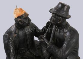 Vass Áron (1891-1979): Pipázók. Makfalva, 1963, mázas kerámia, jelzett, sérüléssel, kalap levált, m:...