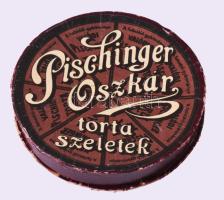 Pischinger Oszkár tortaszeletek papírdoboz, kopásnyomokkal, d: 10 cm