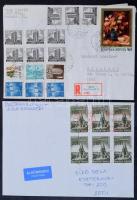 400 db modern küldemény gyűjtői-, üzleti levelezésből, közte sokbélyeges, magas névértékű bélyegekkel, színes-, vegyes- és gépi bérmentesítéssel is, dobozban