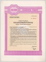 1988. Budapest "Magyar Posta Körzeti Telefonkötvénye" 100.000Ft-ról szelvényekkel (2x), so...