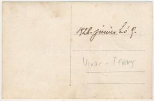 1928 Újvár, Uivar (Temes, Timis); templom tatarozás közben / church under renovation. photo