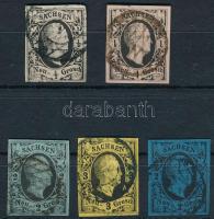 Német Államok Sachsen 1851/1852 Mi 3-7 (Mi EUR min. 235.-)