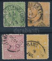 Német Államok Württemberg 1869-1872 Mi 36-38 + 41 (Mi 37a és 41a BPP vizsgálójellel) (Mi EUR min. 235,50)