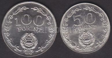 1970. 50Ft Ag + 100Ft Ag "Felszabadulás" pár T:BU,2+!