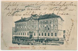 1902 Dés, Dej; M. kir. állami főgimnázium. Galócsi S. kiadása / grammar school + "NAGY-KÁROLY - KOLOZSVÁR 74. SZ." vasúti mozgóposta bélyegző (EK)