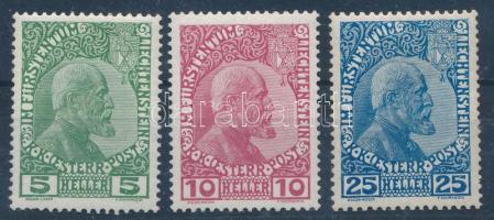 1912 János herceg Mi 1x-3x (Mi EUR 1.100.-)