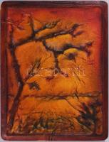 Zajácz Tamás (1952-): Kompozíció. Bőrkép, faroston, jelzett a hátoldalán, 25x19 cm