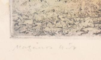 Konecsni György (1908-1970): Magányos ház. Színes rézkarc, papír, jelzett. Lap széle kissé foltos. Ü...