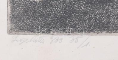 Olvashatatlan jelzéssel: Legeltetés, 1933. Rézkarc, papír, jelzett. Számozott (35/1). Lap széle kiss...