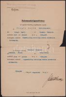 1941 Bp., M. kir. Honvéd folyamerők pótzászlóalj paracsnoksága által kiállított származási igazolvány Polgár Lajos tartalékos karpaszományos szakaszvezető részére + 1943 Darmstadt, Die Internationale Studienkommission für den motorlosen Flug oklevele Polgár László részére, sérülésekkel