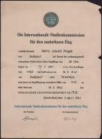 1941 Bp., M. kir. Honvéd folyamerők pótzászlóalj paracsnoksága által kiállított származási igazolván...