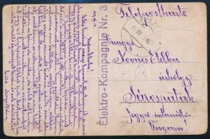 1917 Tábori posta képeslap "Elektro-Kompagnie Nr.3"