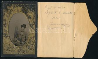 1896 Férfiportré, ferrotípia papír tokban, 8,5×6 cm