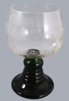 Talpas kristály szőlőkínáló, csiszolt szőlő mintával, minimális kopással, m: 22 cm