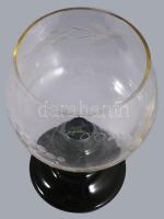 Talpas kristály szőlőkínáló, csiszolt szőlő mintával, minimális kopással, m: 22 cm