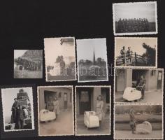 cca 1930-1940 A M. Kir. Honvéd Légierő pilótájának fotói, közte katonai csoportképek és néhány családi fotó is, összesen 10 db, 5,5x5,5 cm és 10x7 cm között